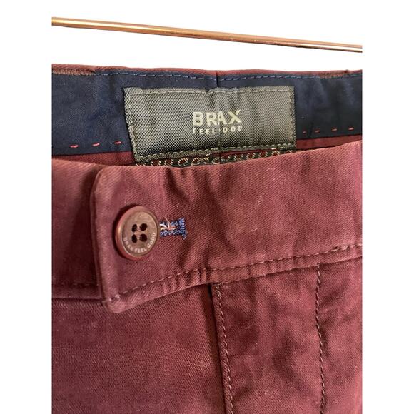 BRAX Casual Performance Regular Fit Chino Pants Pima Cotton Maroon 42 x 34 - Picture 7 of 13